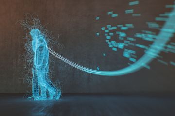 Digital people tethered by data strings