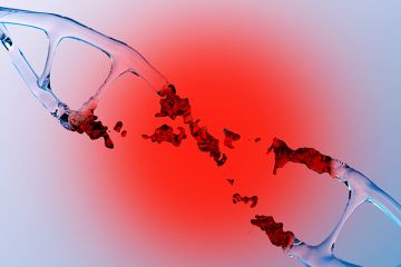 Human DNA structure with glass helix destroyed, to illustrate possible cuts to QR funding.