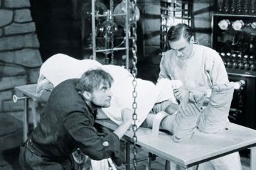 Dr Frankenstein and Igor in laboratory Dr Frankenstein and Igor in laboratory