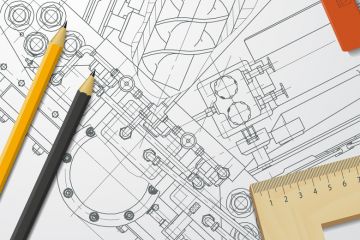 Engineering illustration on drawing board Engineering illustration on drawing board