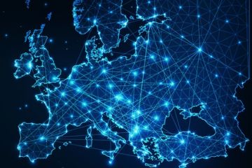 A map of Europe with cities connected