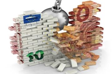 A wall of Euros being knocked down, symbolising the cost of independence for FP10 A wall of Euros being knocked down, symbolising the cost of independence for FP10