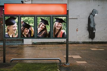 female graduates man turning away