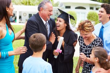 A family celebrates a graduation illustrating opinion article about support ‘first in family’ students in higher education