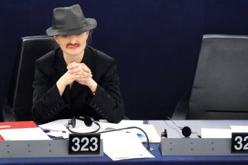 Franziska Brantner disguised as man, European Parliament, Strasbourg Franziska Brantner disguised as man, European Parliament, Strasbourg