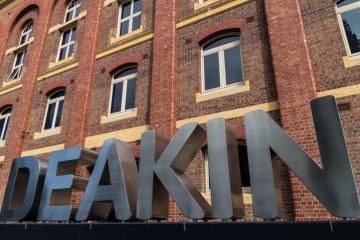 Geelong, Australia – April 19, 2014 Deakin University’s Geelong Waterfront campus is housed in old woolstores built in 1893. More than 3,000 students attend this campus, studying architecture, nursing and health.