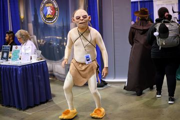 A cosplayer wearing a Gollum costume from "The Lord of the Rings" is seen at WonderCon 2023 at Anaheim Convention Center in Anaheim, California. To illustrate researchers being driven out by “toxic” academic Gollums.