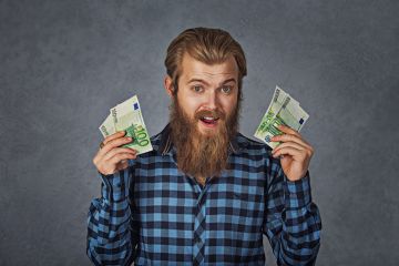 Happy man with euros
