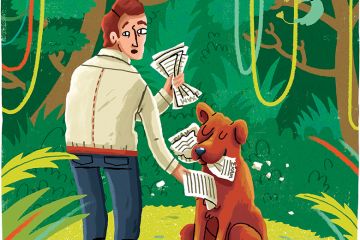 Dog eating homework