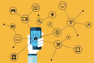 Illustration of person holding network-connected smartphone Illustration of person holding network-connected smartphone