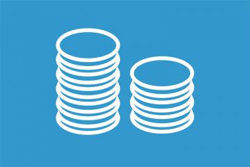 Illustration of two different-sized piles of coins