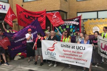 Unite rally at UCU offices