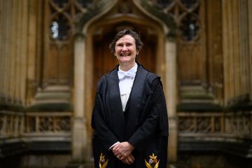 Professor Irene Tracey poses for photographers ahead of the ceremony to officially name her as the 273rd Vice-Chancellor of the University of Oxford on 10 January 2023 in Oxford, England