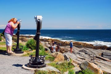 Looking through a view finder out to sea.