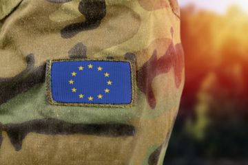 European Union flag patch on soldier's arm