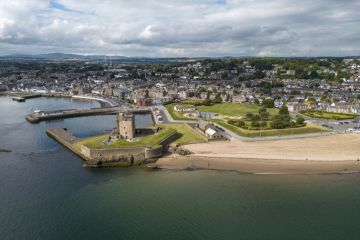 Aerial view of Broughty Ferry in Dundee Scotland August 23 2022 Aerial view of Broughty Ferry in Dundee Scotland August 23 2022