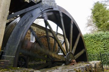 Spinning water wheel at an Irish mill