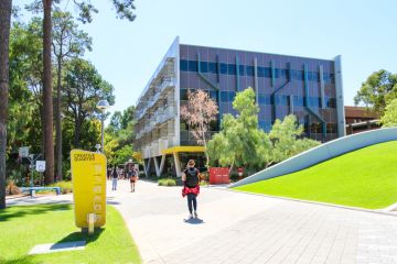 Students on campus at Curtin University, Perth Western Australia