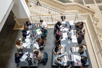 Visitors to the British Library using its facilities and services to study and do research.