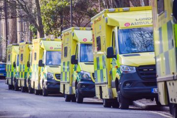 London Ambulance vehicles parked in London London Ambulance vehicles parked in London