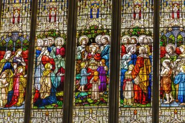 Stained Glass St Saviour's Church Basilica Dartmouth Devon England Stained Glass St Saviour's Church Basilica Dartmouth Devon England