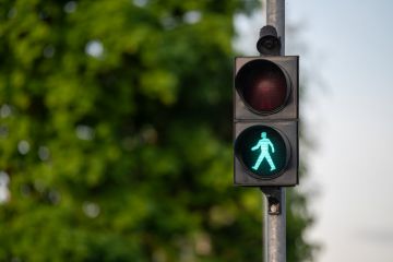 Green light on pedestrian crossing