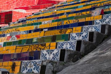 Detail of Escadaria Selaron, or Lapa Steps, in Rio de Janeiro, Brazil