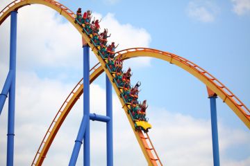 People riding the Behemoth rollercoaster at Canada's Wonderland amusement park
