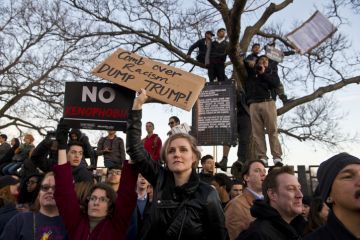 Student protest against Donald Trump at the University of Chicago in 2016