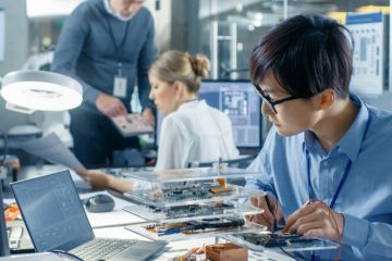 Computer scientist researching in their laboratory