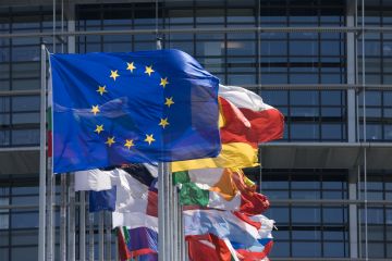 European Union (EU) flags flying European Union (EU) flags flying