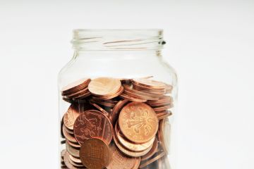 Jar of British coins Jar of British coins
