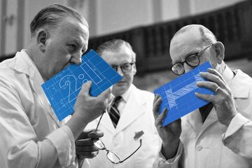 Two judges smelling blueprints of degree grades. To illustrate external examiners. Two judges smelling blueprints of degree grades. To illustrate external examiners.
