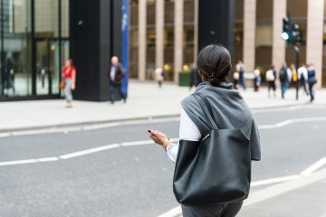 woman on city road