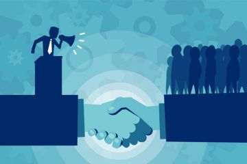 A leader addresses workers