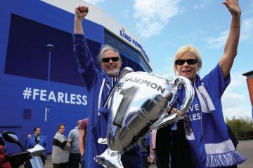 Leicester City football/soccer fans celebrating premier league victory Leicester City football/soccer fans celebrating premier league victory