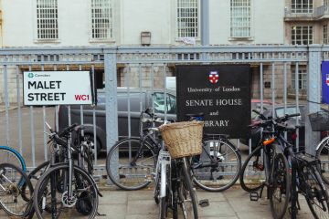 LondonUK - March 25 2018 Malet Street Name Sign and University of London plate, London Borough of Camden, UK