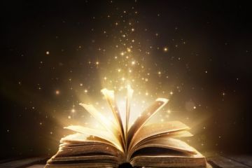 Magic book with shining lights