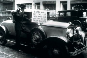 Man selling car after Stock Market Crash, 1929 Man selling car after Stock Market Crash, 1929
