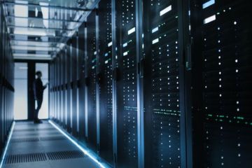 Man inspects data centre