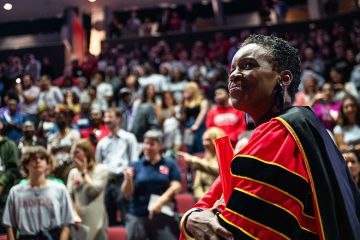 Melissa L. Gilliam walks out at her inauguration as the new president of Boston University, 27 September 2024 Melissa L. Gilliam walks out at her inauguration as the new president of Boston University, 27 September 2024