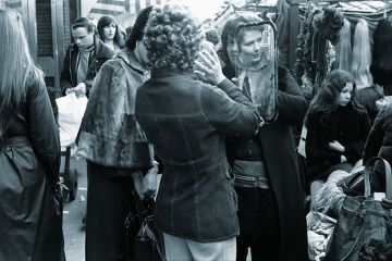 Woman looking in mirror