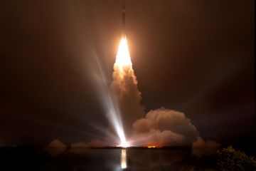 Missile launch at night