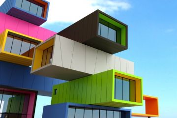 Hosing units piled up, symbolising modularity