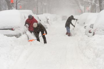 Montreal, CA - 15 March 2017 Powerful snow storm Stella pounds Montreal and leaves up to 60cm of snow.