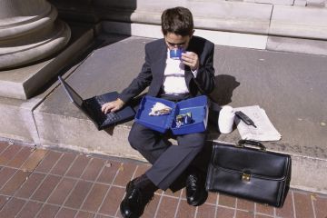 Man multitasking work Man multitasking work