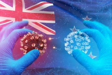 The coronavirus on a New Zealand flag