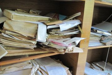 Old paper archives of abandoned power plant