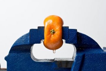 Orange squeezed in vice