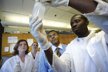 Freeman Hrabowski (centre) with students at UMBC